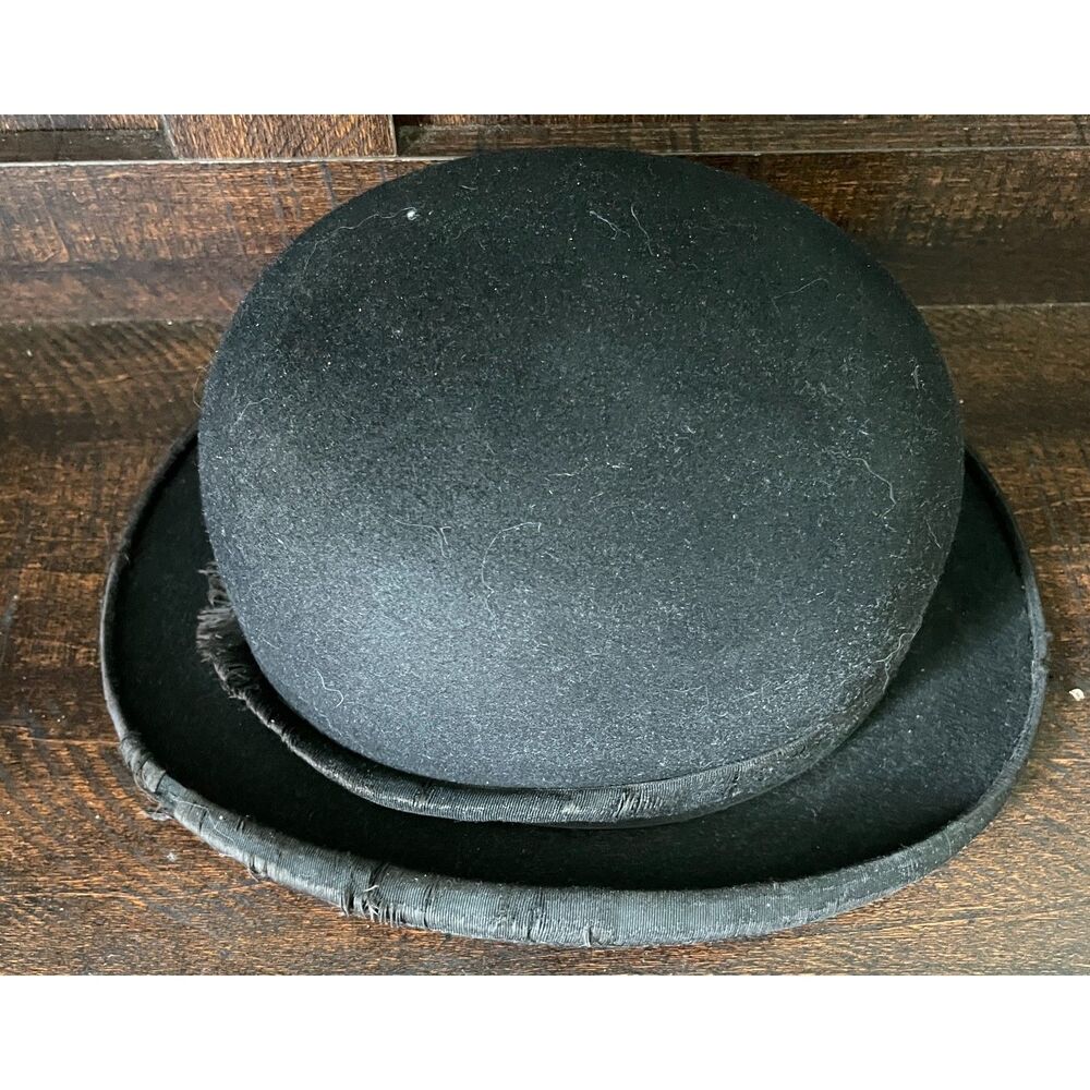 Vintage Black Derby Bowler Hat Super Quality Silk Fur Felt United Hatters USA